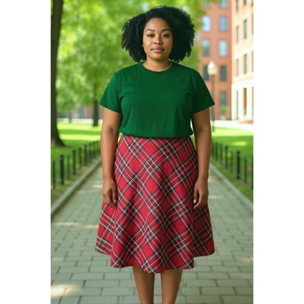 Appleseed's Women's Red Plaid Long Skirt